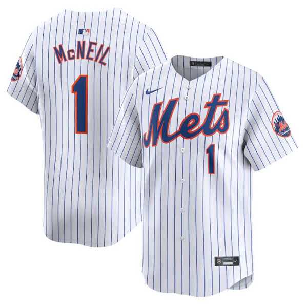 Mens New York Mets #1 Jeff McNeil White 2024 Home Limited Stitched Baseball Jersey Dzhi